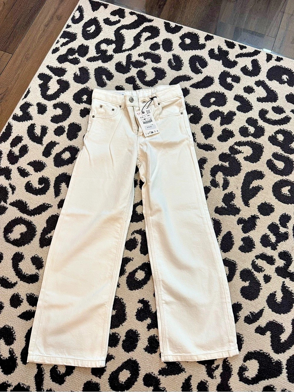Zara Straight Leg Jeans Girls Cream Size 9-10